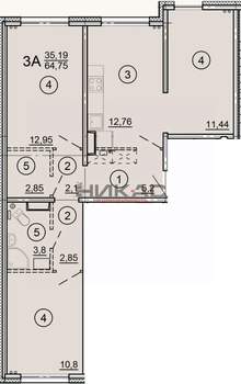 3-к квартира, вторичка, 65м2, 5/17 этаж