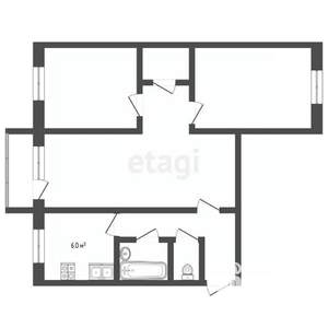 3-к квартира, вторичка, 59м2, 5/5 этаж