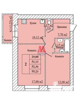 2-к квартира, вторичка, 52м2, 8/8 этаж