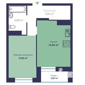 1-к квартира, вторичка, 40м2, 9/18 этаж