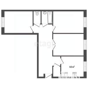 3-к квартира, вторичка, 63м2, 9/9 этаж