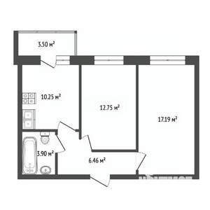 2-к квартира, сданный дом, 52м2, 6/9 этаж