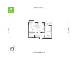 2-к квартира, вторичка, 54м2, 9/18 этаж