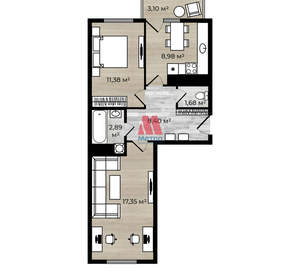 2-к квартира, вторичка, 52м2, 6/18 этаж