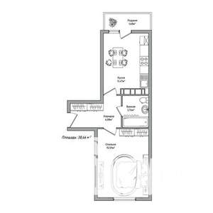 1-к квартира, строящийся дом, 38м2, 10/14 этаж