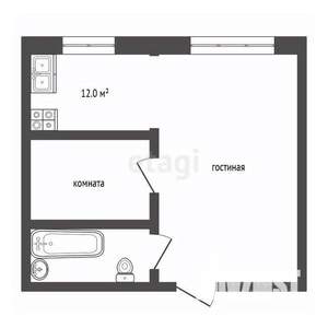 2-к квартира, вторичка, 43м2, 3/5 этаж