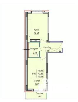 1-к квартира, вторичка, 42м2, 13/16 этаж