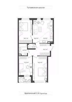 3-к квартира, вторичка, 83м2, 2/18 этаж