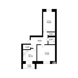 2-к квартира, вторичка, 63м2, 2/5 этаж