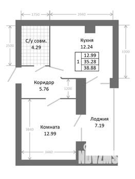 1-к квартира, вторичка, 42м2, 1/5 этаж