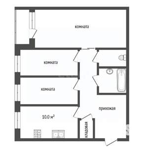3-к квартира, вторичка, 67м2, 1/10 этаж