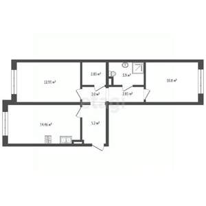 2-к квартира, вторичка, 55м2, 2/17 этаж