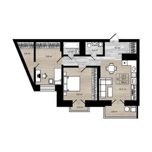 2-к квартира, вторичка, 58м2, 3/12 этаж
