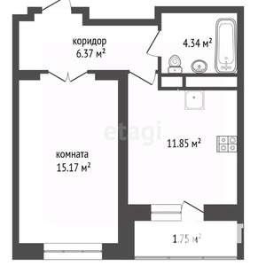 1-к квартира, вторичка, 39м2, 5/17 этаж