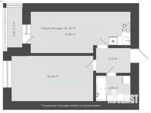 1-к квартира, сданный дом, 50м2, 8/18 этаж