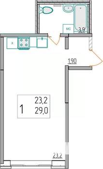 Студия квартира, вторичка, 29м2, 8/10 этаж