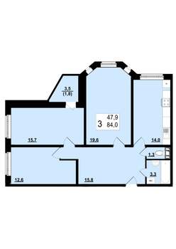 3-к квартира, вторичка, 84м2, 9/10 этаж