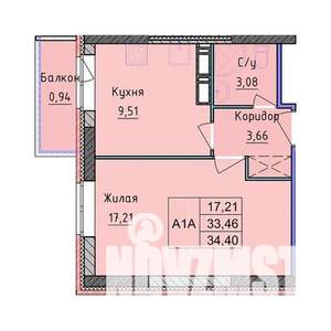 1-к квартира, вторичка, 34м2, 12/18 этаж