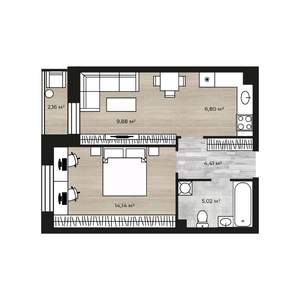 2-к квартира, вторичка, 41м2, 1/18 этаж