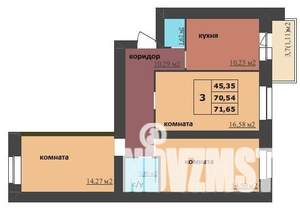 3-к квартира, вторичка, 72м2, 12/16 этаж