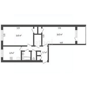 2-к квартира, вторичка, 53м2, 9/10 этаж