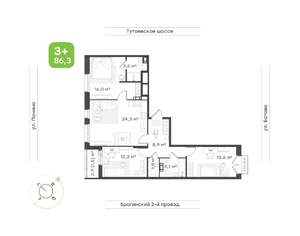 3-к квартира, вторичка, 86м2, 7/18 этаж