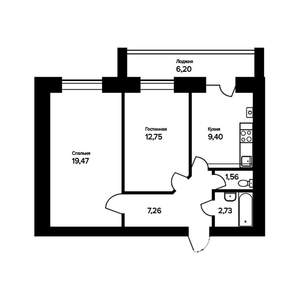 2-к квартира, вторичка, 56м2, 3/5 этаж