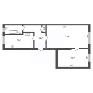 2-к квартира, вторичка, 43м2, 1/2 этаж