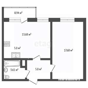 1-к квартира, вторичка, 39м2, 5/15 этаж