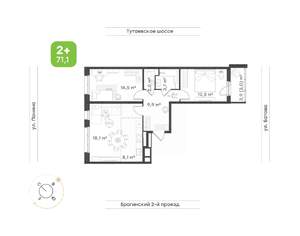 3-к квартира, вторичка, 71м2, 2/18 этаж