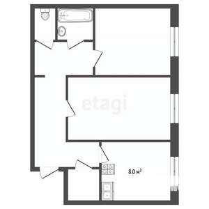 2-к квартира, вторичка, 52м2, 5/9 этаж