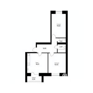 2-к квартира, вторичка, 63м2, 4/5 этаж