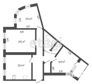 3-к квартира, вторичка, 51м2, 1/5 этаж