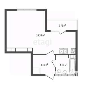 Студия квартира, вторичка, 35м2, 14/14 этаж