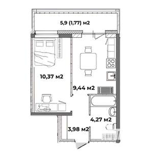 Студия квартира, строящийся дом, 30м2, 4/18 этаж