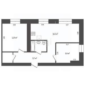 2-к квартира, вторичка, 54м2, 3/3 этаж