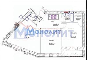 3-к квартира, вторичка, 89м2, 2/6 этаж