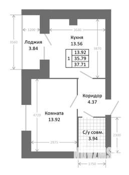 1-к квартира, вторичка, 40м2, 1/5 этаж