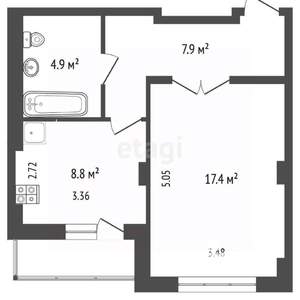 1-к квартира, вторичка, 39м2, 9/10 этаж