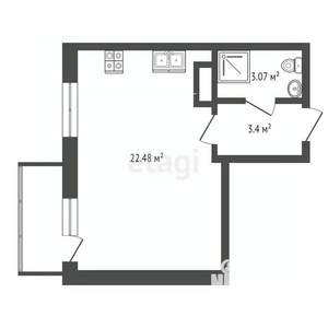1-к квартира, вторичка, 30м2, 5/16 этаж