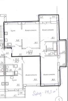 3-к квартира, вторичка, 80м2, 13/14 этаж