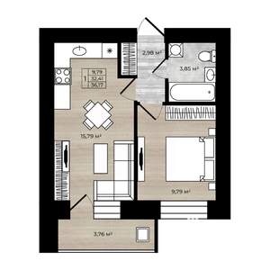 1-к квартира, вторичка, 36м2, 2/9 этаж