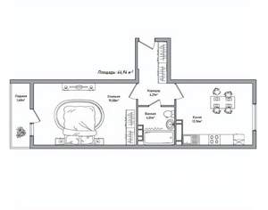 1-к квартира, вторичка, 45м2, 8/10 этаж