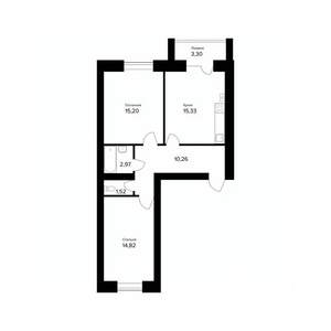 2-к квартира, вторичка, 62м2, 1/5 этаж