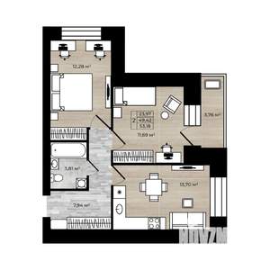 2-к квартира, вторичка, 53м2, 8/9 этаж