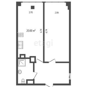 2-к квартира, вторичка, 52м2, 4/7 этаж