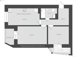 2-к квартира, сданный дом, 65м2, 18/18 этаж