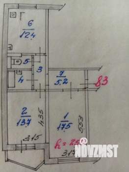 2-к квартира, вторичка, 57м2, 4/9 этаж