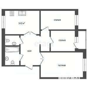 3-к квартира, вторичка, 87м2, 3/3 этаж