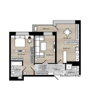 3-к квартира, вторичка, 66м2, 12/18 этаж
